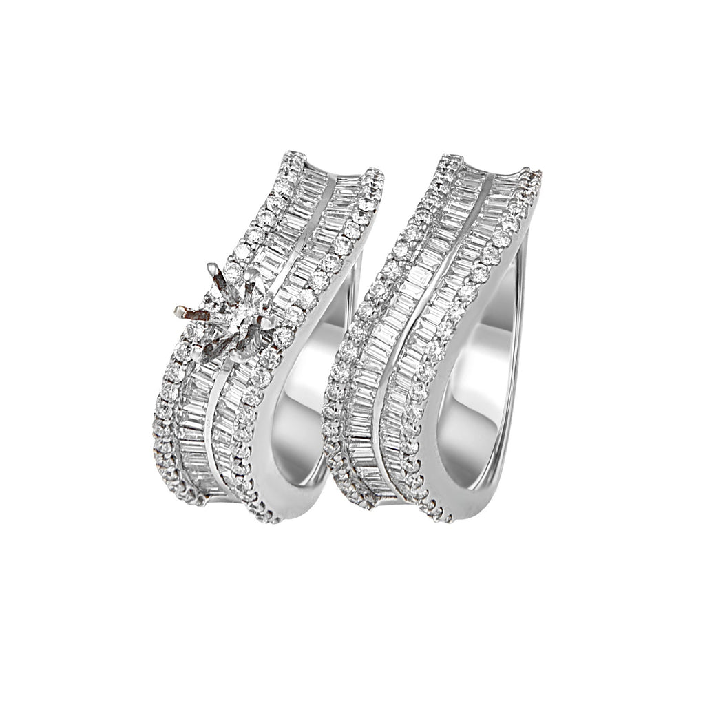 Glamour Wave Engagement Twin Rings