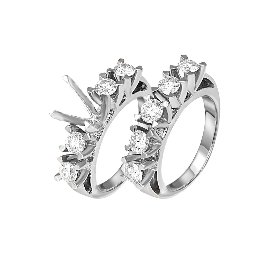 Crown Engagement Twin Rings